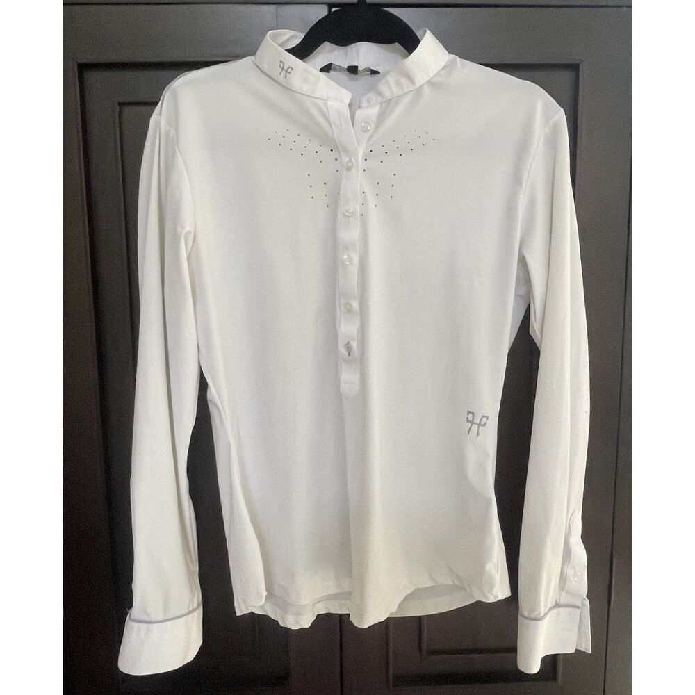Horse Pilot Aerotech White Long Sleeve Show Shirt Women's L Perforated EUC